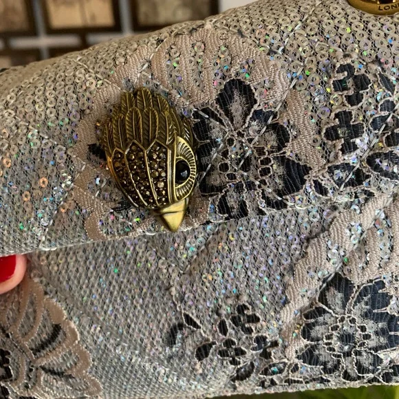 SOLD⛔️KURT GEIGER LONDON INBEDED Sequins floral Magnetic Flap Crosby/Shoulder - Picture 12 of 17